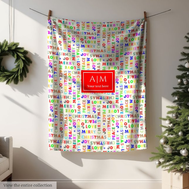 Velo Engraçado colorido cobertor de Natal (Funny colorful Christmas lettering holiday blanket)