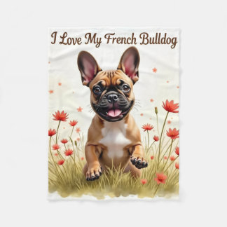 Velo Eu Amo Meu Cobertor Aconchegante de Bulldog Francê