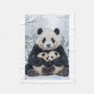 Velo Família de Panda em Cobertor de Neve