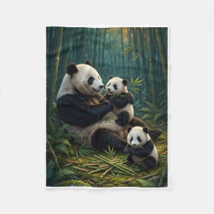 Velo Família de Panda Fofa em Cobertor de Fleece de Flo