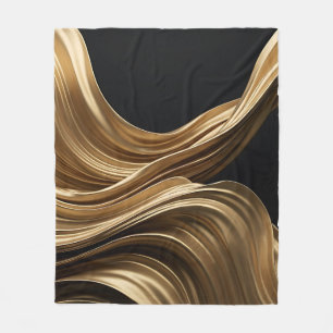 Velo Fluxo Dourado em Cobertor de Fleece Preto Luxo
