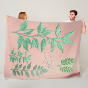 Velo Folhas de Sage Vintage em Cobertor Sherpa Rosa Sua