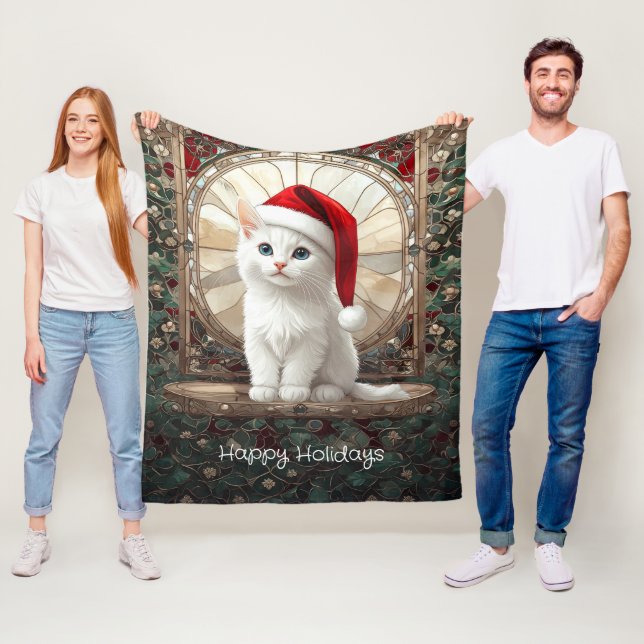 Velo Gatinho Branco com Cobertor de Fleece de Chapéu de (In Situ)