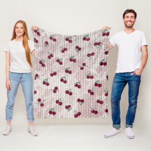 Velo Ilustração de Cobertor de Crochê de Cereja – Rosa