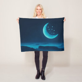 Velo Lua e Montanhas do Quarto Azul | Cobertor de Lã