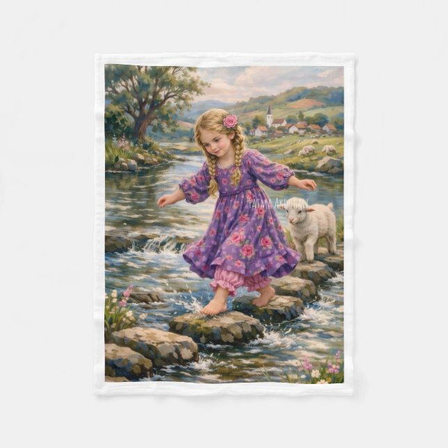 Velo Menina Cruzando o Rio com Cobertor de Cordeiro (Frente)