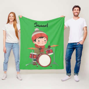 Velo menino tocando bateria Cobertor de Fleece de Natal