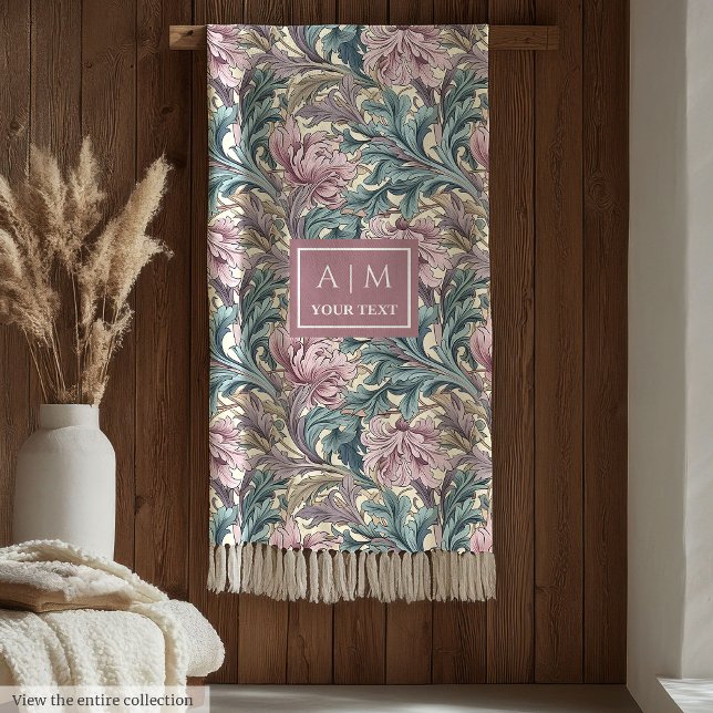 Velo Morris quente inspirou cobertor do patrimônio de p (Warm Morris inspired pimpernel heritage blanket)