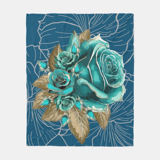 Velo Murmurios de Elegância: Cobertor de Fleece Azul-Pi (Frente)