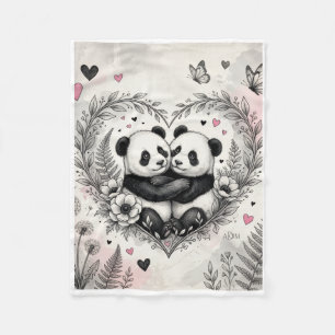 Velo Pandas Fofos em Cobertor de Fleece com Grinalda Fl