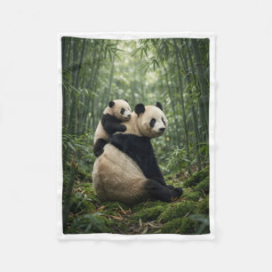 Velo Pandas Fofos Se Abraçando em Cobertor de Fleece de