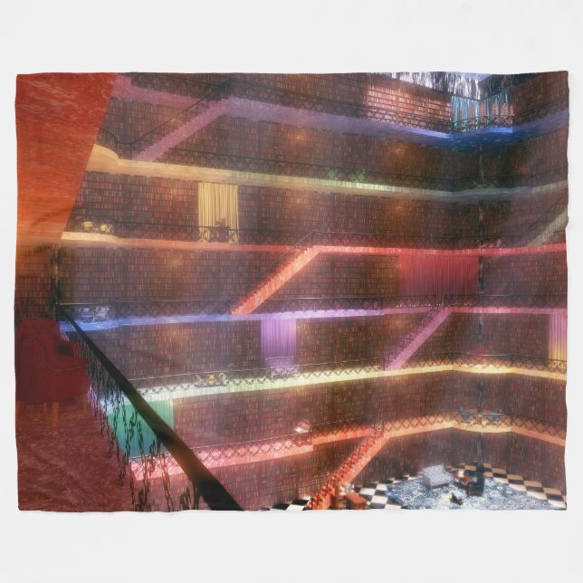 Velo Phantastes: Cobertor de Fleece da Biblioteca do Pa (Frente (Horizontal))