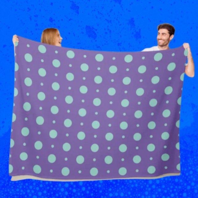 Velo Pontos Polka Turquesa em Cobertor de Fleece Roxo (Criador carregado)