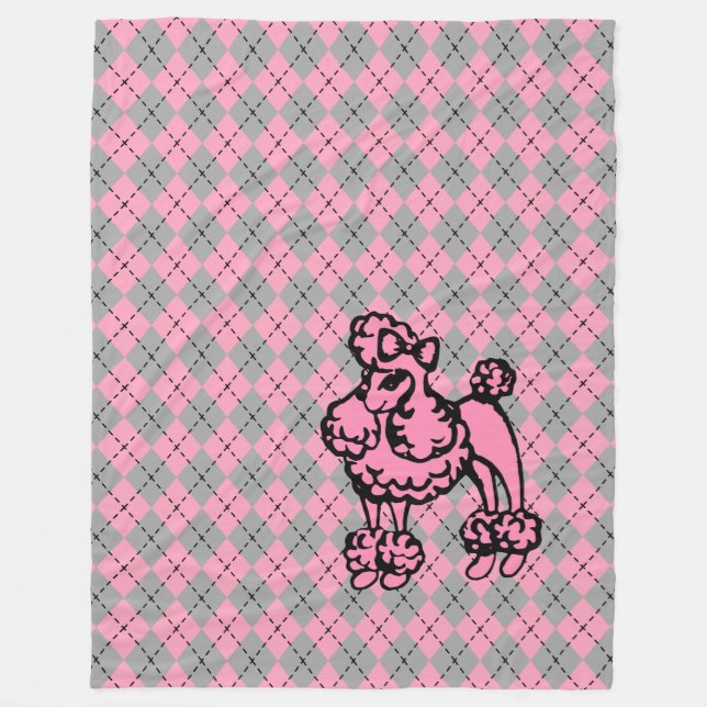Velo Presente de Cobertor Rosa Francês Argyle Retro Poo (Frente)