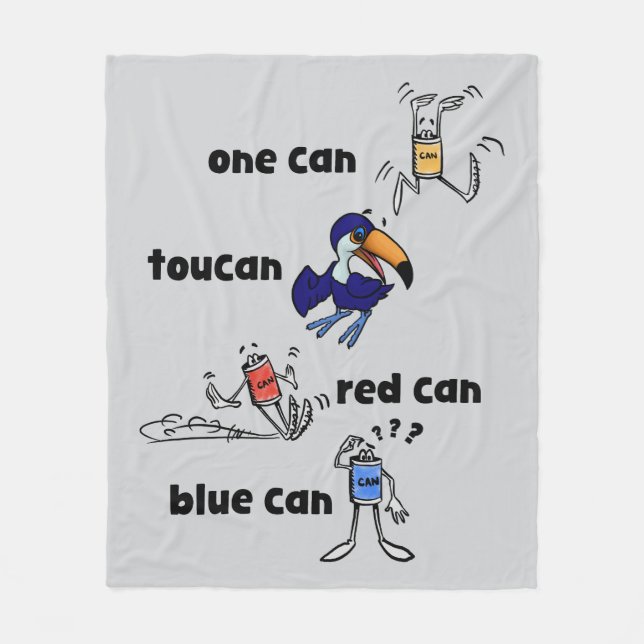 Velo Um Can Toucan Vermelho Lata Azul Pode Cobertor de  (Frente)