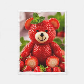 Velo Urso de Morango Adorável Cobertor de Fleece Fofo