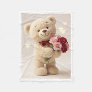 Velo Urso de Pelúcia com Cobertor de Rosas