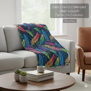 Velo Vórtice Psicodélico Folhas Cobertor de Fleece
