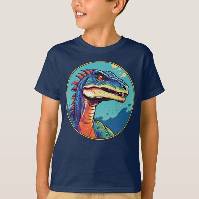 Velociraptor - Camisa T do Dinossauro Clássico (Frente)