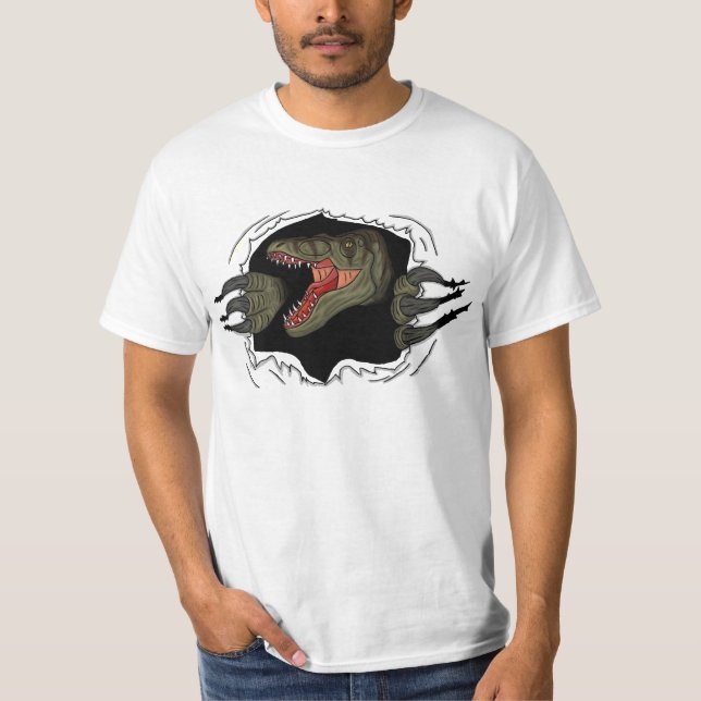 Velociraptor que rasga-se através da camisa (Frente)