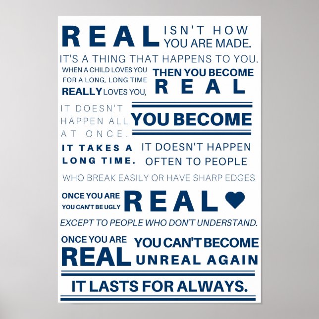 Velveteen Rabbit "Real" Poster (Frente)