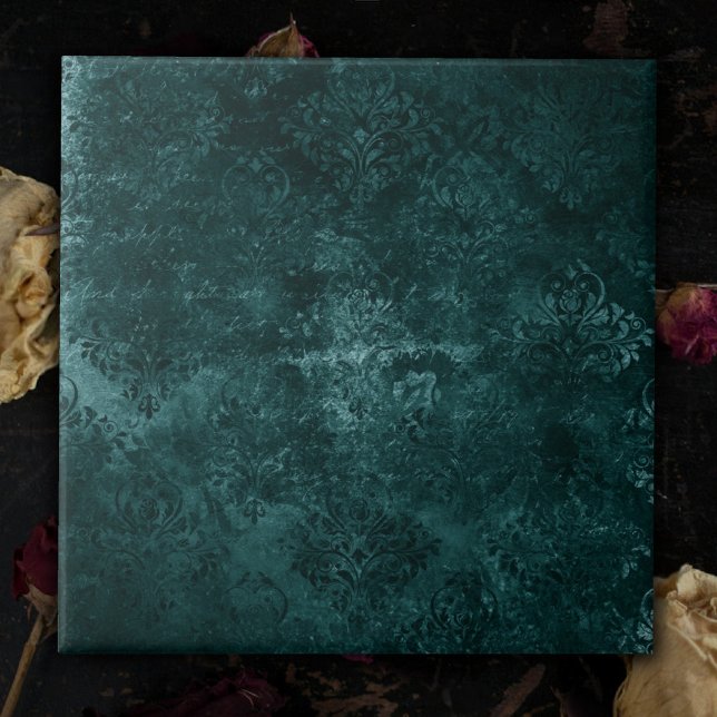 Velvety Teal Damask | Verde escuro Barroco (Criador carregado)