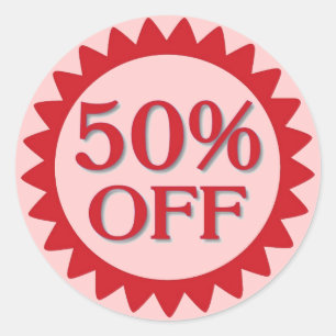 Venda 50% de adesivos cor-de-rosa com círculo ver