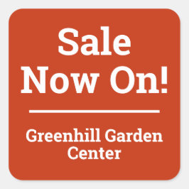 Venda agora com o adesivo quadrado do nome da loja