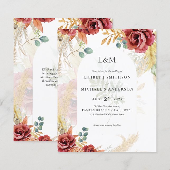 VENDA! Boho Burgundy Dourada Floral Country Fazend (Frente/Verso)