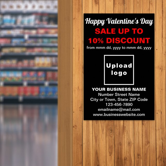 Venda de Namorados comercial no Poster preto (Business Valentine sale on black poster. Signage to attract more customers.)