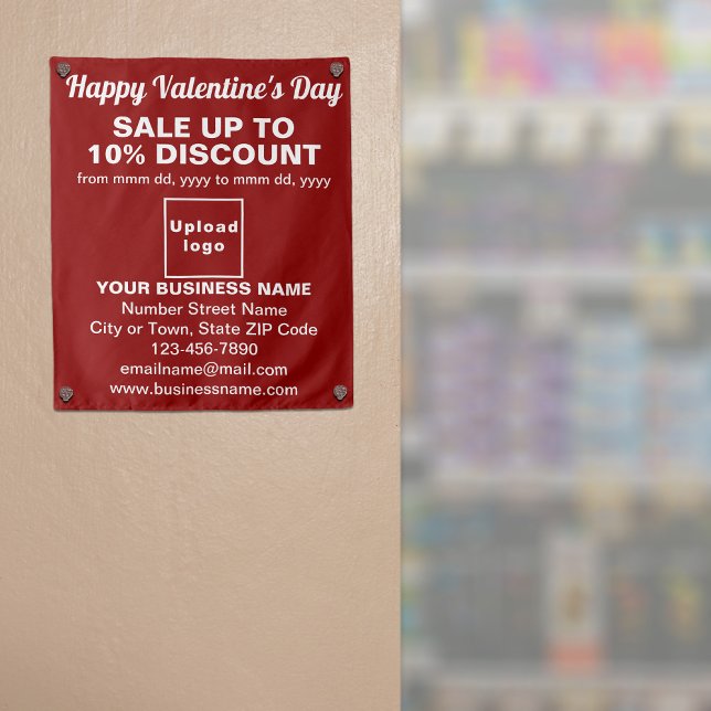 Venda de Namorados de negócios na Red Tapeçaria (Business Valentine sale on red tapestry on store entrance. Signage to attract more customers.)