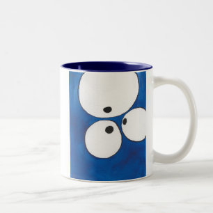 Vendo o olho para eye para eye, azul, caneca