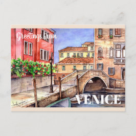Veneza - Cartão Postal de Aquarela Pen & Wash