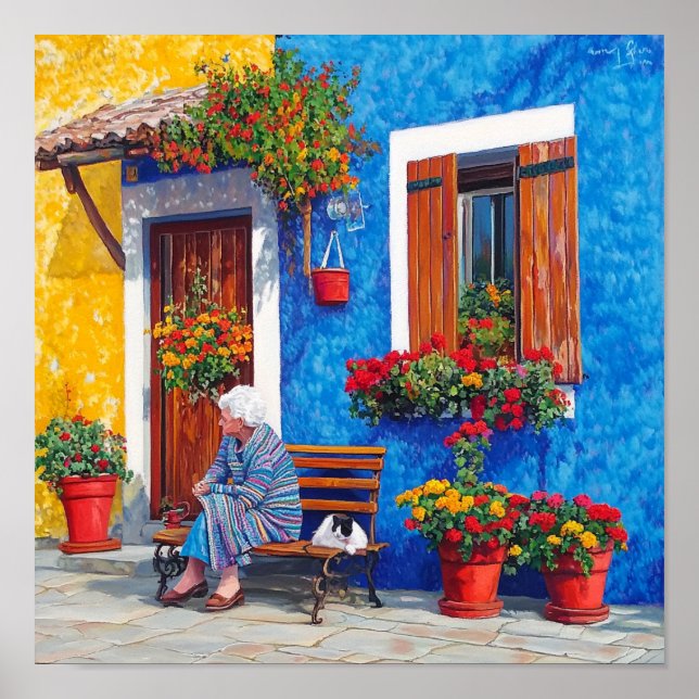 Veneza inspirada - Poster de aldeia colorida (Frente)