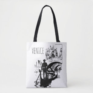 Veneza Itália Gondola Black and White Tote Bag
