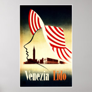 VENEZIA LIDO Venice Vintage Itália Poster de viag