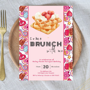 Venha Brunch Comigo, convite rosa