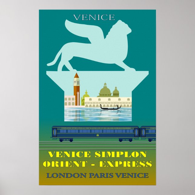 Venice and the Orient Express travel poster (Frente)