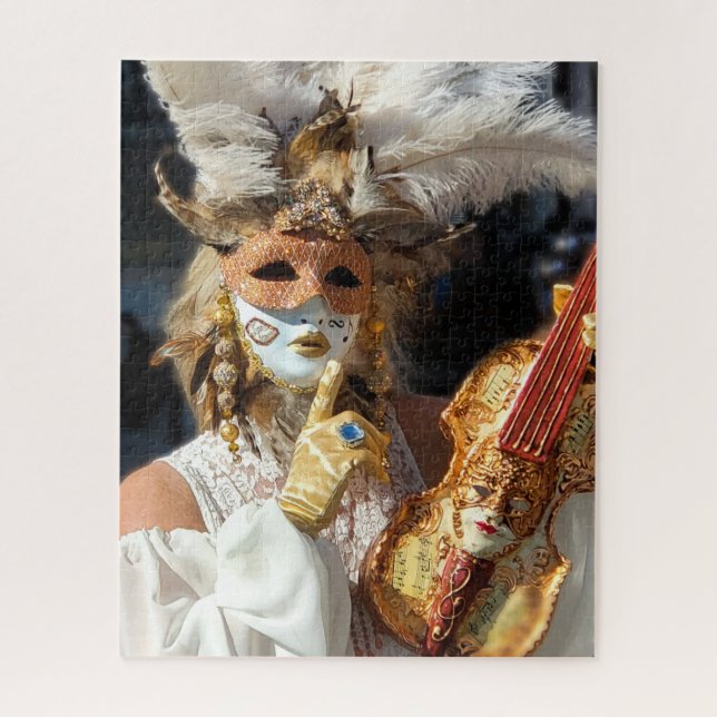 Venice Carnival Violin Mask Lady Quebra-cabeça (Vertical)