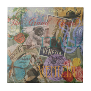 Venice Vintage Trendy Itália Viagem Collage