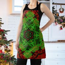 Vento Mandala Flor Vermelho e Verde