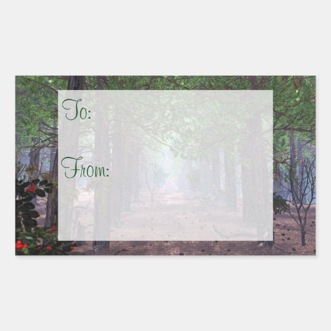 Vento nos pinos com etiqueta para presentes (Frente)