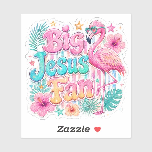 Ventoínha de Jesus com Adesivo de Flamingo (Folha)
