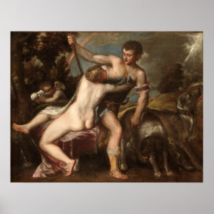 Vênus e Adonis - Poster Ticiano de Belas Artes