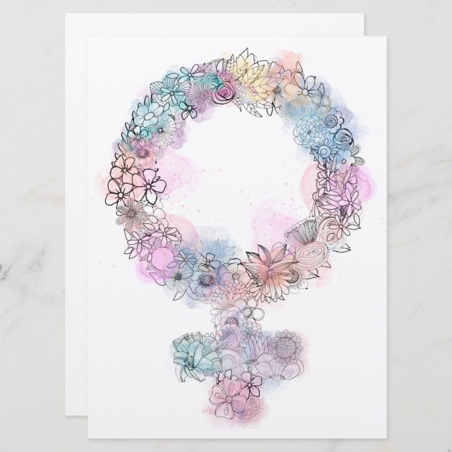 Vênus - Símbolo Feminista com Flores (Frente/Verso)