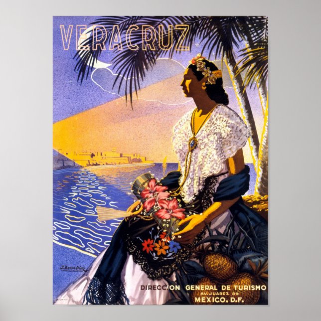 Veracruz, Poster de Viagens vintage do México Rest (Frente)
