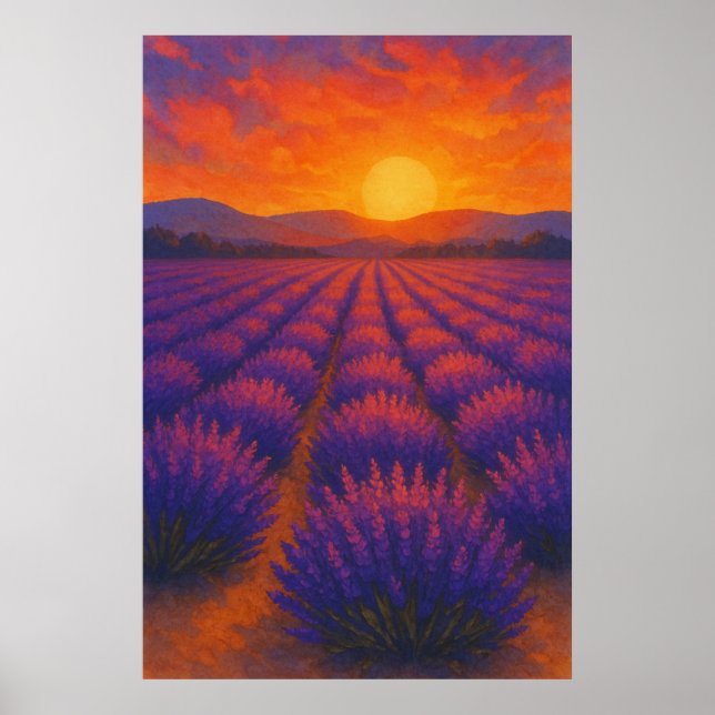 Verão 3, Sunset over Lavanda, Impressão sazonal (Frente)