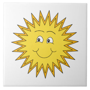 Verão amarelo Sun com uma cara feliz