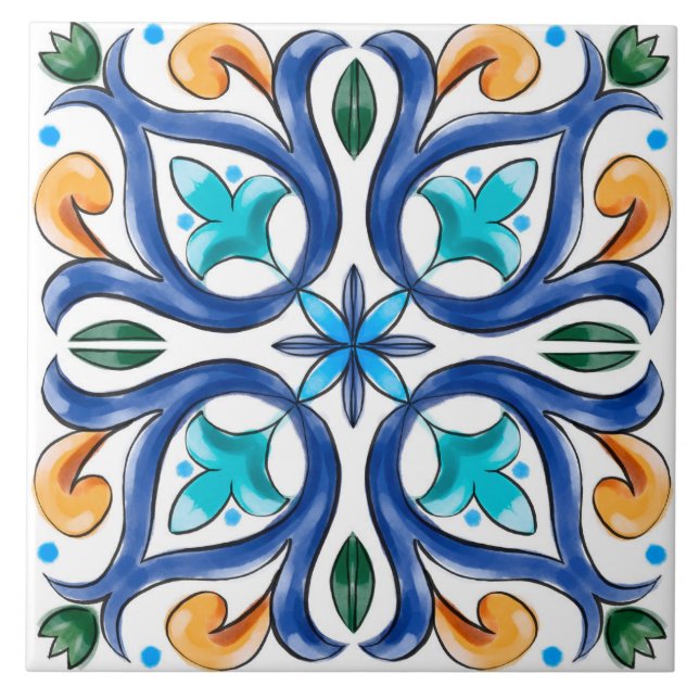 Verão, azulejos sicilianos, majolica, azulejo cerâ (Frente)