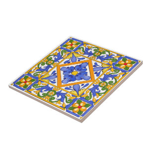 Verão, azulejos sicilianos, majolica, Mediterrân